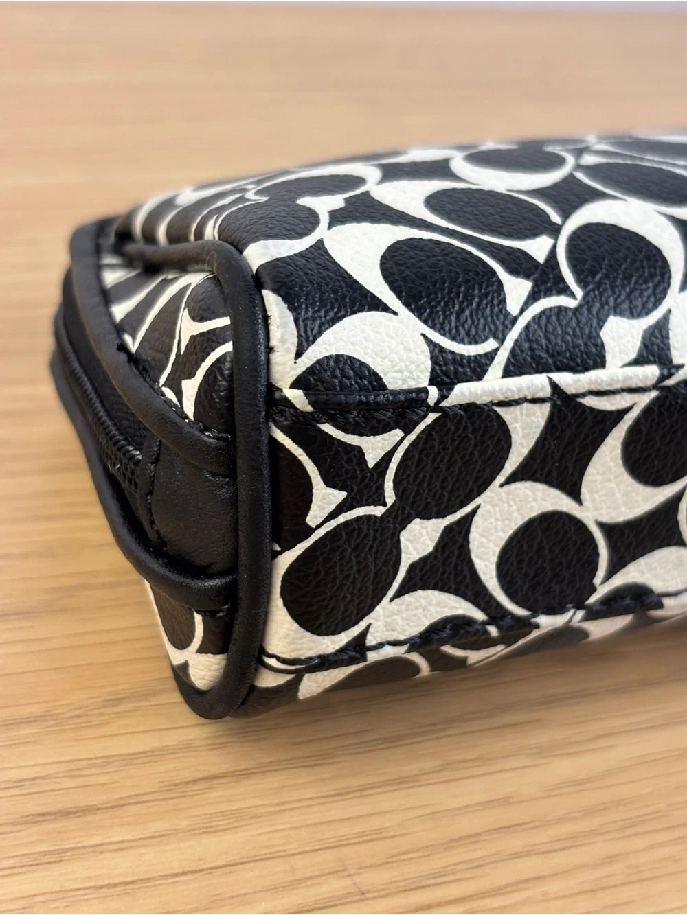 Y2K Coach Chelsea Heritage Stripe Coated Canvas Cosmetic Case Black/White